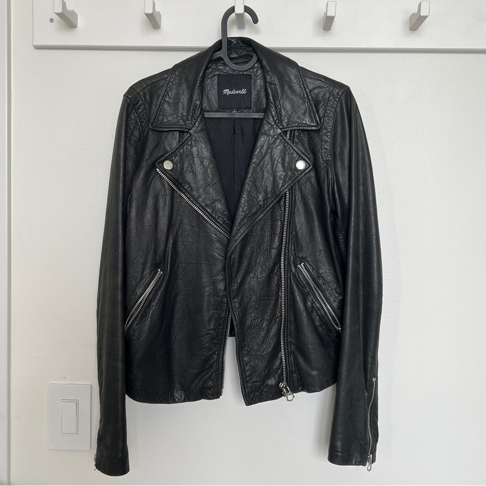 Madewell Black Washed Leather Jacket - Picture 3 of 8
